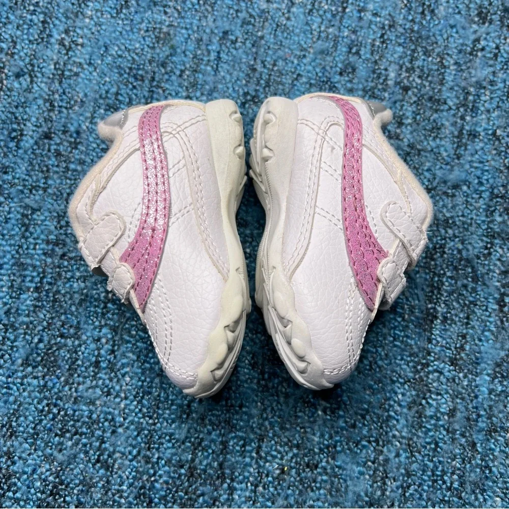 Vintage Champion Baby Toddler Retro Sneakers White Pink Glitter Size 2W Infant